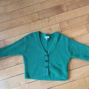 Green V-Neck Button-Up Cardigan